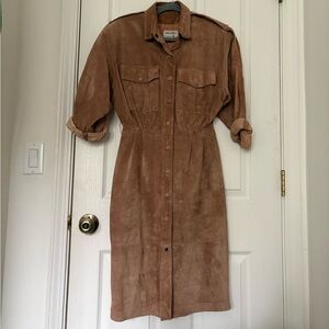 Lauren Alexandra Vintage Leather Suede Trench Dress